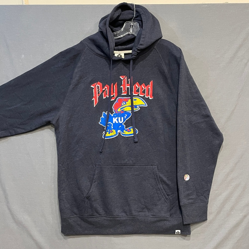 Rally House Kansas Jayhawks Pay Heed Hoodie Mens‎ 2XL Navy Blue Sweatshirt New